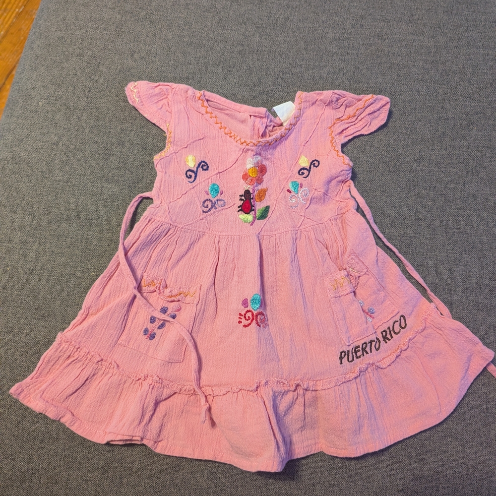 Pink Embroidered Kids Dress